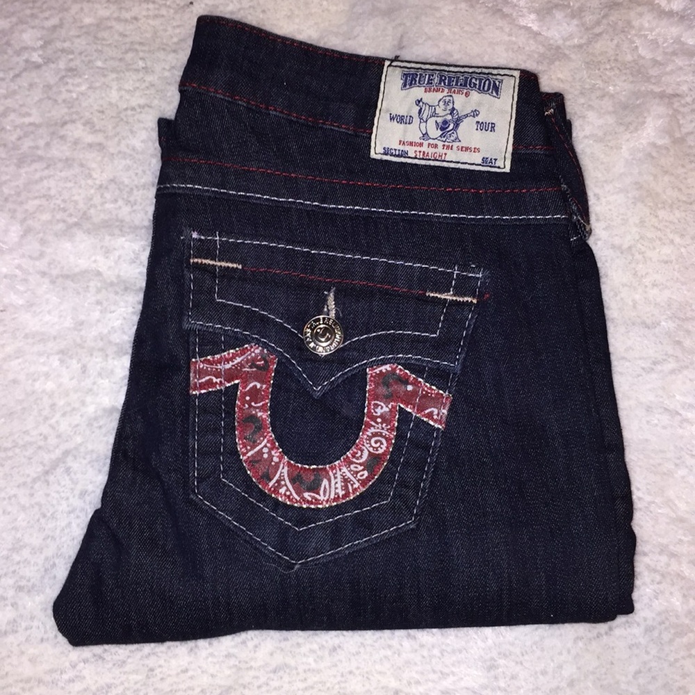 True Religion Banda Print Straight Leg Jeans